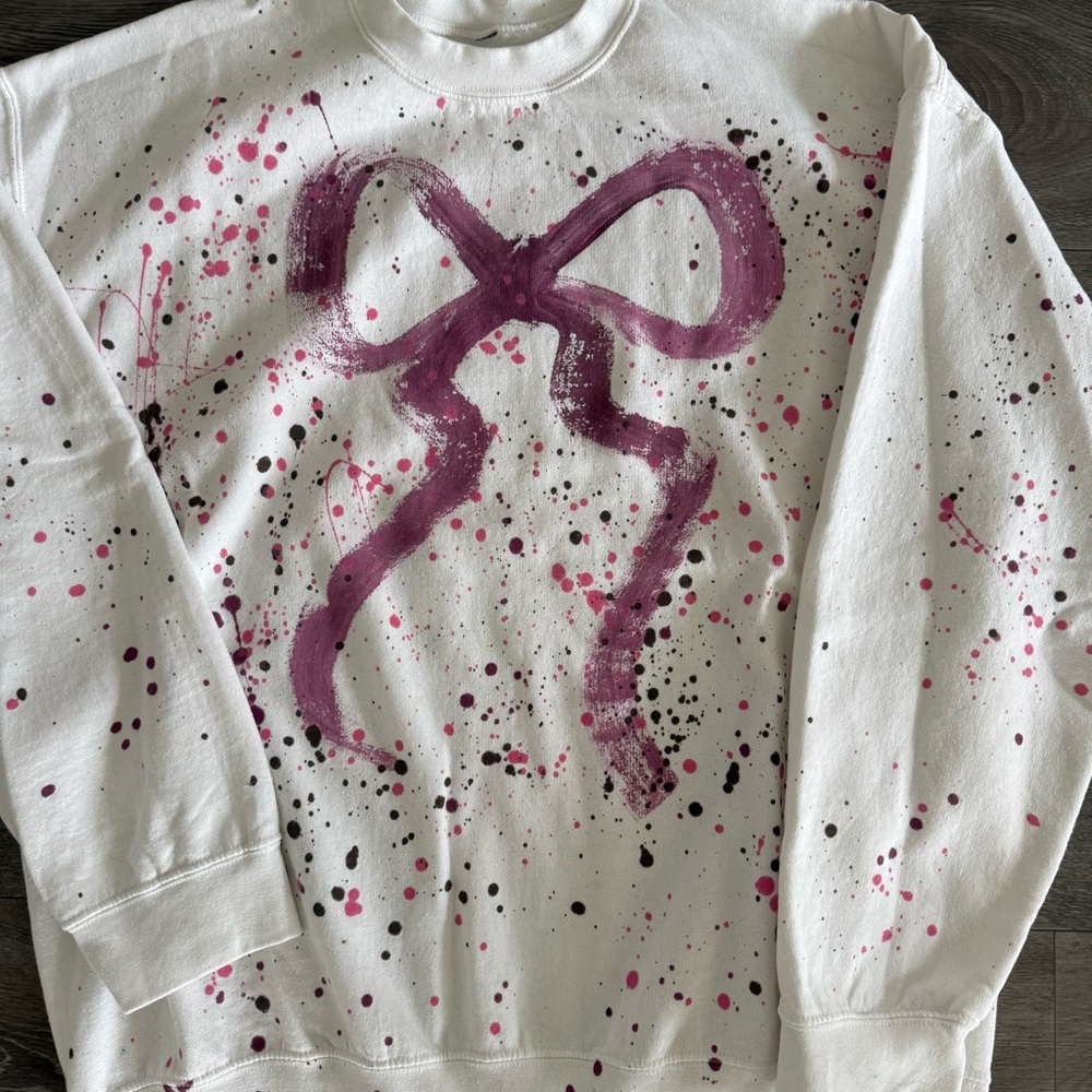 Urban Outfitters Renewal Size M/L Bow Splatter Paint Crewneck Sweatshirt - Picture 3 of 3